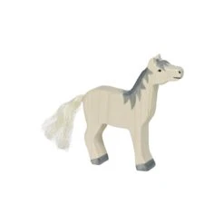 Figurine Holtztiger Cheval Tête Haute Crinière Grise